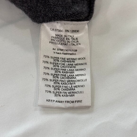 J. Lindeberg Sweater Large Gray Merino Wool Cashmere Pullover Golf Made in Italy - Picture 8 of 11
